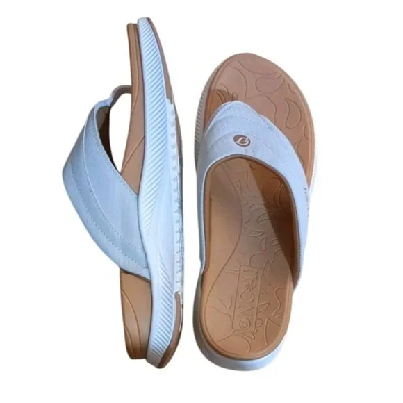 Womens Oncai Comfort Slide sandal, flip flop Sz 11 White Tan orthopedic recovery - Picture 3 of 10
